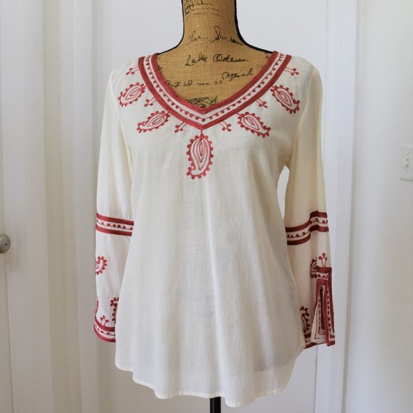 Lucky Brand Paisley Embroidered Blouse. - Picture 9 of 10